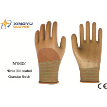 Gants de travail de sécurité enduits de nitrile de coquille de polyester (N1802)